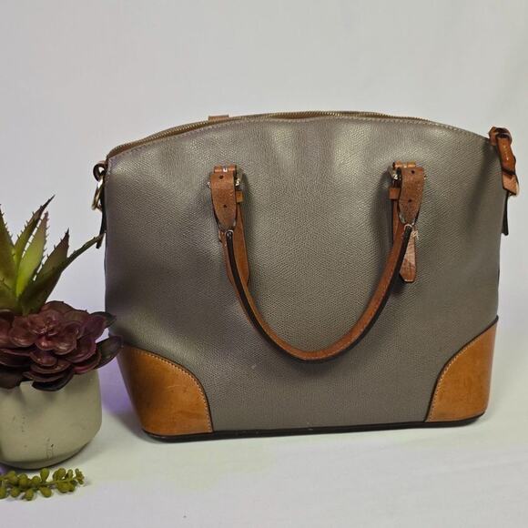 Dooney & Bourke Claremont Domed Satchel in Taupe Purse Bag - Picture 4 of 10